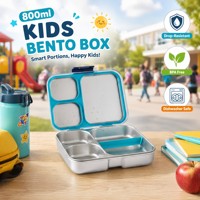 Boîte à lunch isotherme pour tout-petits en acier inoxydable de 800 ml avec compartiments, anti-fuite, micro-ondable, pour aliments chauds/froids