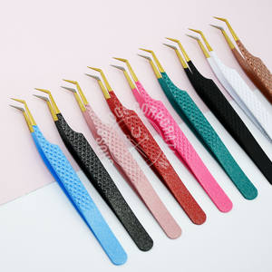 High-Quality Russian Volume Eyelash Extension Tweezers 45 Pointed Tip Fiber Tip Nonslip Lash Tool Hand Tested <b>Glittered</b> - Product Image 6