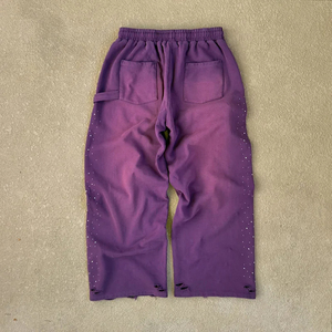 บริการ OEM กางเกงสเวตแพนท์ผ้าฝ้ายสไตล์สตรีทแวร์แบบซันเฟดสำหรับผู้ชาย กางเกงจ็อกเกอร์วินเทจแบบซักฟอกสีซีด กางเกงสเวตแพนท์แบบซักฟอกสีเอซิดสำหรับผู้ชาย - Product Image 3