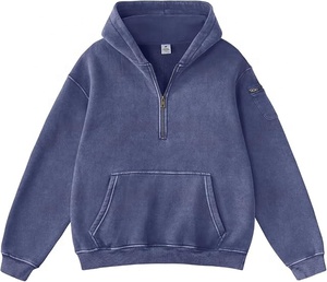 Sweat-shirts à capuche personnalisés avec logo imprimé, demi-zip, nouveaux designs 2026, en molleton mélangé de coton, coupe oversize, streetwear d'hiver - Product Image 6