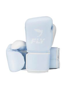 Guantes de Boxeo Fly Azul Cielo y Blanco, Modelo Nuevo RTS, Guantes de Entrenamiento y Sparring de Piel Profesional con Cierre de Velcro CP-BG-79 - Product Image 1