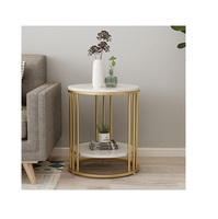 Table basse moderne de luxe en bois en fer pour extérieur en béton Tables basses rondes noires mates à 3 pieds
