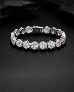 Iced Out Moissanite Diamond Honeycomb Tennis Bracelet 925 Sterling Sliver para ocasiones especiales como bodas - Product Image 1