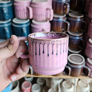 แก้วกาแฟสีชมพูอ่อนพร้อมดรอปสีน้ำตาลแก้วเซรามิกสำหรับตกแต่งบ้านและบ้านสำหรับแฟนของตกแต่งบ้านและสำนักงาน1ชิ้น - Product Image 3