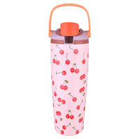 Bouteille isotherme portable écologique de 30 oz pour fruits, grande capacité, double boisson, en acier inoxydable 304, avec couvercle, style américain