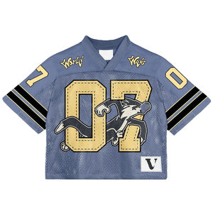 Personalice su marca Streetwear Football Jersey Trendy Mesh Crop Top Bordado Logo Design American Style Sports Shirt Unisex - Product Image 5
