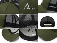 Gorra de Béisbol Trucker Verde Oliva Personalizada, 5 Paneles, Malla Ajustada, Logotipo ATHLETIFY, Alta Calidad, Deportiva, Casual, para Hombre y Mujer, Moda para Exteriores