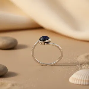 925 Silver <b>Lapis</b> <b>Lazuli</b> <b>Ring</b> for Women Elegant Gemstone Crystal Jewelry - Product Image 1