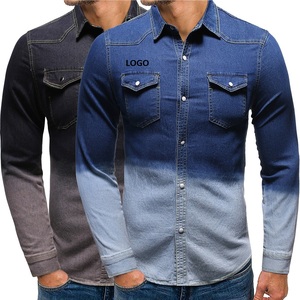Chemise en jean à manches longues en coton de qualité supérieure Chemise décontractée pour hommes pour les produits les plus vendus avec logo personnalisé - Product Image 3