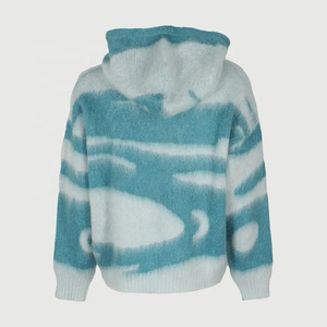 2025 personnalisé hommes moelleux floue 100% coton tricoté à capuche écologique à manches longues épaules tombantes vagues Jacquard tricots pour - Product Image 6