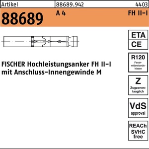 ประสิทธิภาพสูงสำหรับ Fischer Anchor R 88689 FH II 12/M 6 I a 4 ชุด 25 ชิ้น - Product Image 1