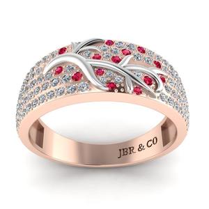 Vendedor caliente Diamante redondo Chapado en oro rosa 925 Anillo de Bodas de rama de vástago ancho de plata para mujeres a precio mayorista - Product Image 2