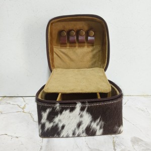 Estuche de joyería de cuero genuino occidental floral pintado a mano, soporte de joyería para ocultar el pelo, bolsa de cosméticos, organizador de fácil almacenamiento a la moda - Product Image 3