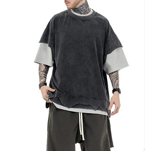 Camiseta Blanca de Manga Corta para Hombre, Personalizada al por Mayor, de Gran Tamaño, de Algodón/Fibra de Bambú, Transpirable, de Alta Calidad, Estilo Vintage Urbano - Product Image 5