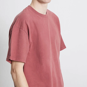 เสื้อยืดลายล้างกรดขนาดใหญ่แบบถักลายโลโก้ที่กำหนดเองเสื้อยืดเปล่าลายกราฟิก boxy ไหล่220กรัม - Product Image 2