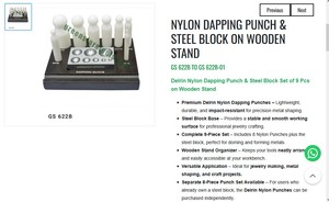 Nylon Dapping <b>Punch</b> And Steel Block <b>Set</b> Jewelry Tools Metal Forming Doming Kit With Wooden Stand | Item No GS-622B - Product Image 3