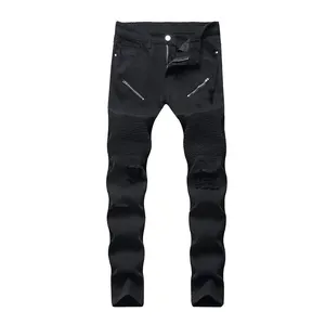 Flared Fit Men Jeans OEM Ripper Washing Stacked Fit Men's Jeans Ripped Top Design Custom Denim Jeans