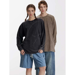 2025 hommes surdimensionné lavage à l'acide Vintage sweat 100% coton à manches longues coupe-vent thermique Streetwear brodé à capuche unisexe - Product Image 2
