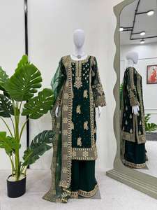 Nouveau Designer Heavy Faux Georgette Thread & Sequence Broderie Avec Pearl Work Top et Palazzo With Heavy Sequence Work Dupatta - Product Image 3