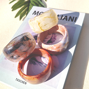 Nueva Pulsera de Resina Acrílica Transparente Teñida con Diseño de Concha de Tortuga, Exagerada e Irregular - Product Image 4