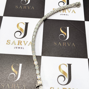 Custom 925 Silver <b>Tennis</b> Link <b>Bracelet</b> VVS Moissanite Emerald Cut Diamond Link <b>Bracelets</b> Cute Style <b>for</b> <b>Men</b> Women <b>for</b> Parties - Product Image 1