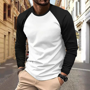 Camisetas Casuales de Manga Larga con Cuello Redondo para Hombre, Combinación de Colores, Prenda Superior para Primavera y Otoño, Ropa Nueva - Product Image 3