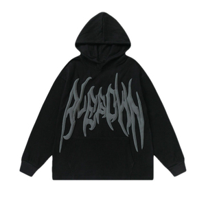 Sudadera con capucha de felpa francesa para hombre, Sudadera con capucha de diamantes de imitación lisos y negros, con cremallera completa, de talla grande, con diseño personalizado - Product Image 6