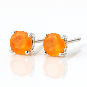 Boucles d'oreilles clous romantiques en cornaline naturelle, vente en gros pour enfants, argent sterling plaqué rhodium, fiançailles, mariage, anniversaire - Product Image 4