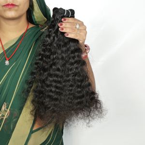 Venta al por mayor 100% Real Virgin Remy Sin Procesar Raw Natural Kinky Curly Color Negro Extensiones de Cabello Humano Indio Estilo de Onda Natural - Product Image 4