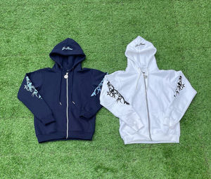 Top qualité multicolore vêtements pour hommes sweats à capuche zippés sweats personnalisés 100% coton vêtements de rue côté sweat à capuche imprimé pour hommes - Product Image 5