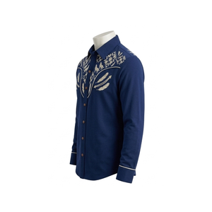 Camisa Vaquera Unisex 100% Algodón, Estilo Western, Manga Larga, Bordada, con Botones, Estilo Rodeo, Vintage, Casual, Corte Ajustado, con Ribete en Contraste - Product Image 2