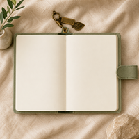 LABON Carnet de poche A7 personnalisé, motif botanique vert sauge, avec breloque feuille, journal intime, OEM ODM Marque privée