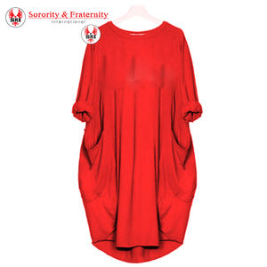 Vestido Largo de Algodón Bordado de Delta Sigma Sorors para Mujer |   Vestido de Algodón Bordado con Letras Griegas Personalizadas para Mujer - Product Image 1