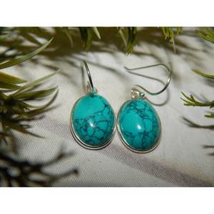 Boucles d'oreilles en pierres précieuses turquoise faites à la main bijoux en argent sterling 925 avec des accents en or rose E0228-GS de cadeau de mariage parfait - Product Image 1