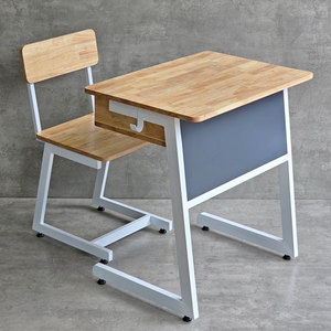 Ensemble bureau et chaise d'étudiant BGHS006 avec pieds en fer confortables en forme de C, mobilier scolaire en bois et métal - Product Image 3