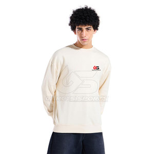 <b>Men</b> Oversized Sweatshirt Cotton Blended Crewneck <b>Pullover</b> With Simple Logo Detail <b>For</b> Daily Streetwear Outfits - Product Image 1