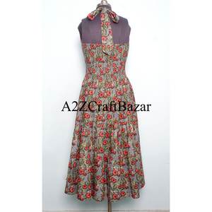 Best Selling Women's 100% Cotton Maxi <b>Dress</b> Handmade <b>Summer</b> Beach Wear floral Print Soft Casual <b>Boho</b> Style Natural Free - Product Image 3