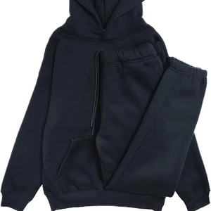 Premium Midweight 100% algodón polar 2 piezas Sudadera con capucha pulóver Jogger chándal conjunto de chándal hombres mujeres invierno sólido con capucha rápido - Product Image 1