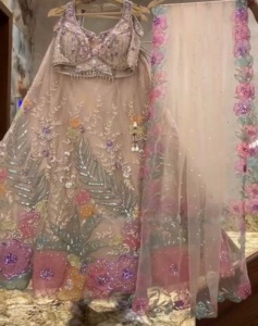 Heavy Embroidery Sequins Cut <strong>Work</strong> <strong>Dress</strong> Indian Pakistani Lehenga Choli with Cancan &amp; Canvas Patta Women's <strong>Lace</strong> Fabric Clothing
