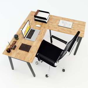 Contemporary Minimalist L-shaped Metal Leg <b>Desk</b> for Bedroom <b>Work</b> Aton Concept HBAT016 - Product Image 4