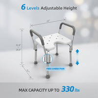 Chaise de douche ZS CARE KY-1106A avec accoudoirs de sécurité pour salle de bain et toilettes, support de mobilité pour personnes à mobilité réduite, robuste et légère, capacité 150 kg