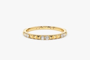 แหวนดีไซน์เรียบง่ายพร้อมเพชรสำหรับปลูกในห้องแล็บสายรัดทอง10K สำหรับงานแต่งงานเครื่องประดับแบบปรับแต่งได้หรูหราสำหรับผู้หญิง - Product Image 3