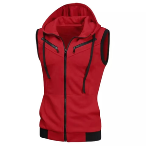 Fashionable Winter Pullover <b>Sleeveless</b> <b>Hoodie</b> Oversized Patchwork <b>Men's</b> Casual 300 Grams 100% Cotton Customizable Top Sale New - Product Image 4