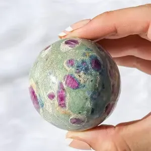 Wholesale Natural Ruby Fuchsite Sphere Crystal Ball Amazing Quality Semi-Precious Stone Craft for Healing Feng Shui Meditation