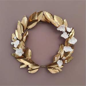 Handmade Antique Copper Verdigris Metal Leaf <b>Wreath</b> Wall Art Rustic Patina Iron Laurel Leaf Wall Hanging <b>Decor</b> for Home & Garden - Product Image 2