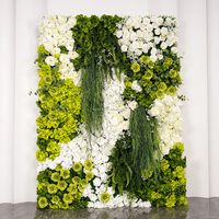 Panneaux muraux de fleurs artificielles 5D/3D luxueux et magnifiques OEM pour la décoration de mariage, de fête et de maison, mur de fleurs vertes