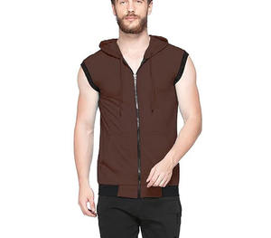 Front Full Zipper Style Sleeveless Hoodie Tank Top Wholesale High Quality Thick Plain Sports Wear Hoodie Tank Top - Product Image 4