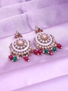 Fashion Earrings, Traditional <b>Indian</b> Earrings, Reverse AD Dangle Earrings <b>Set</b>, Mehandi Plated Earrings, Custom Dangle Earrings. - Product Image 3
