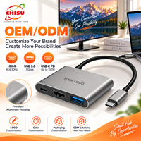 Hub USB-C 3-en-1 Type-C vers HDMI USB-A PD Adaptateur multiport pour ordinateur portable MacBook