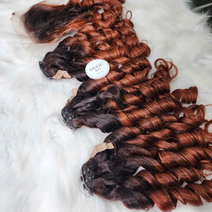 100% cheveux humains vietnamiens rebondissants bouclés couleur Ombre 18in faisceaux produits capillaires naturels vietnamiens bruts pour les femmes noires - Product Image 2